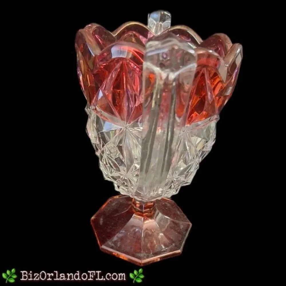 VINTAGE: Indiana Glass Monticello Trophy Clear Glass Vase w/ Ruby Red Stain HTF